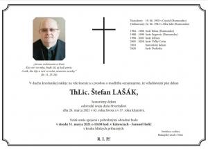Opustil nás Štefan Lašák
